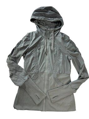 LULULEMON Dance Studio Jacket Full Zip. Hooded Hoodie Gray Striped Women's 12